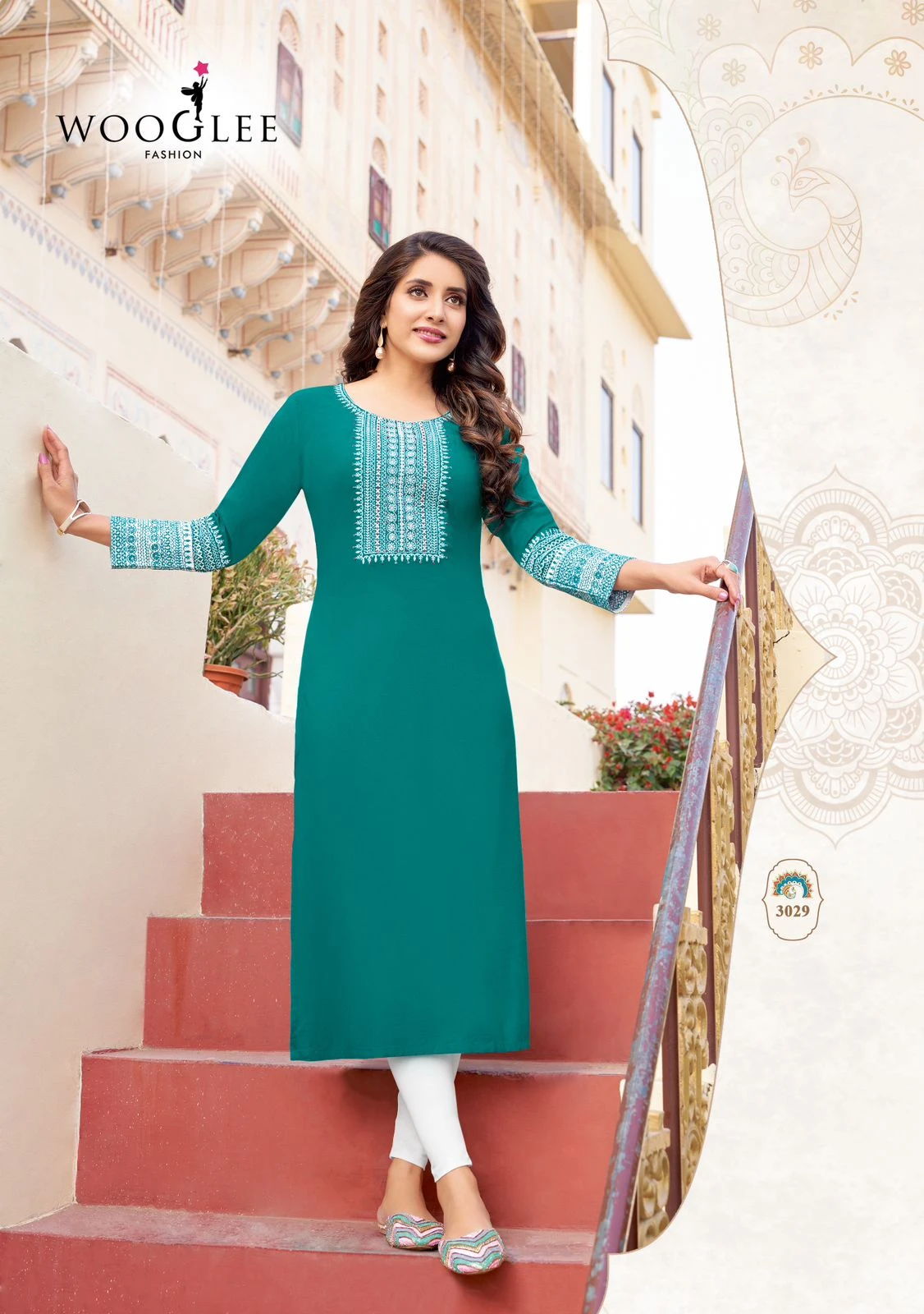 Wooglee Salonee Vol 6 Heavy Rayon Wholesale Fancy Kurtis Catalog — Wholesale Kurtis, Wooglee wholesale from Surat - Gallery Image 6